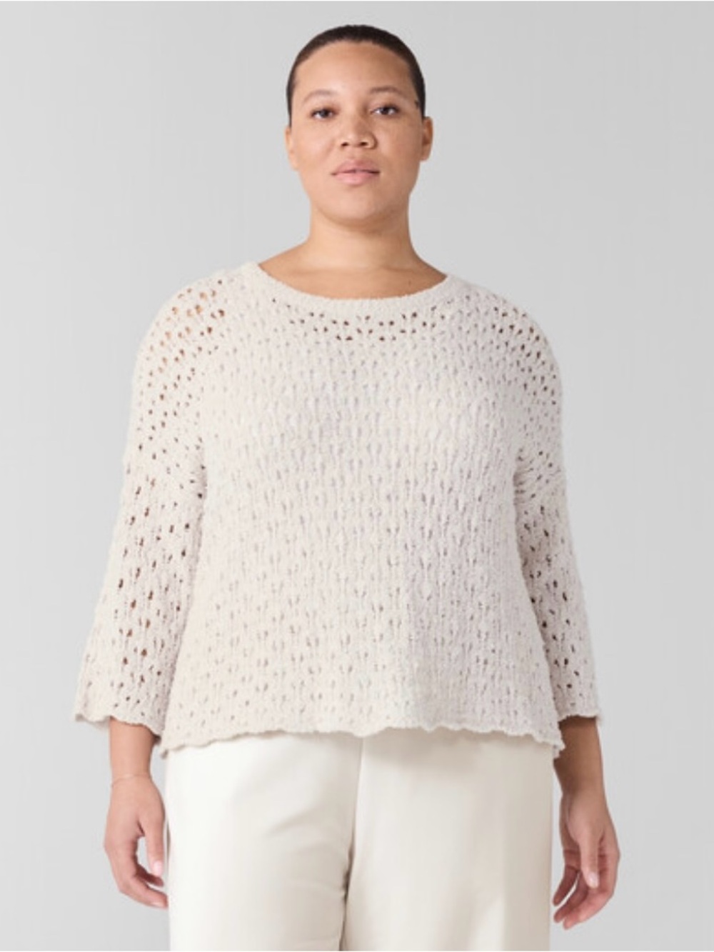 NWT 🐇EILEEN FISHER Plus Fluffy Cream-Women's Sweater Cashmere bland